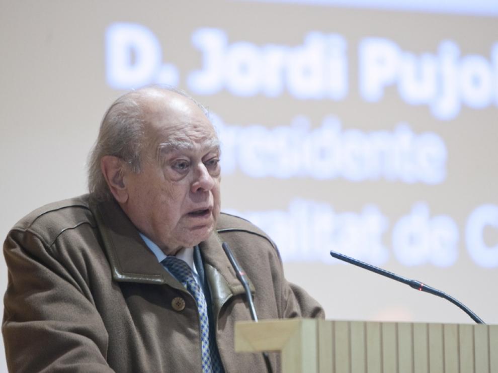 Jordi Pujol, durante la conferencia en Zaragoza.