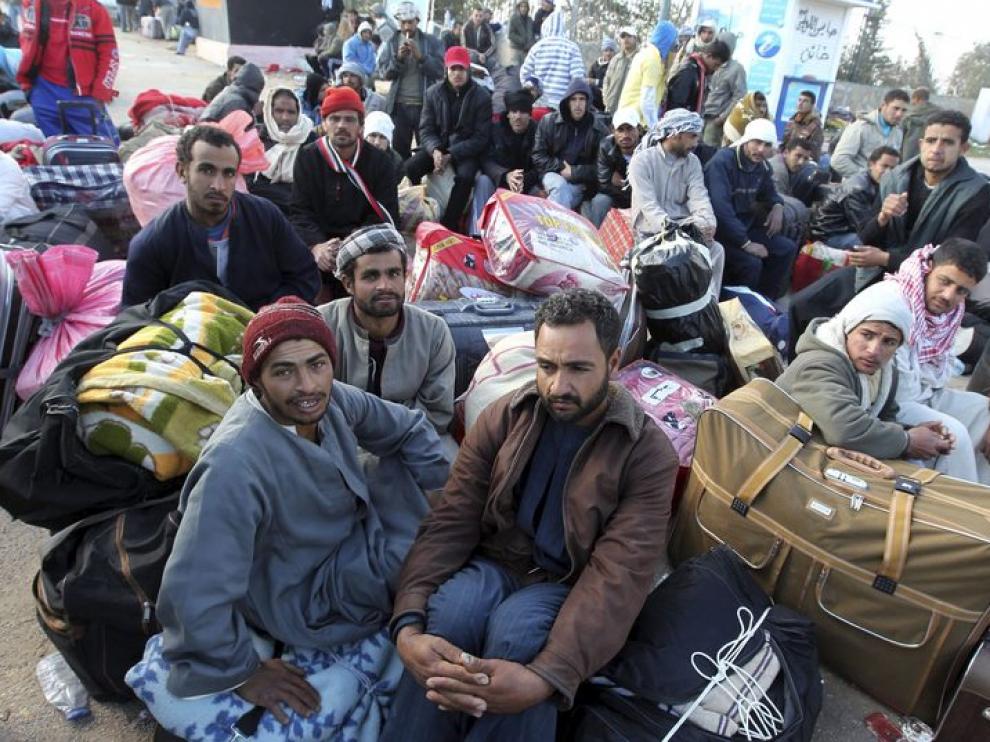 Refugiados libos en la frontera de Túnez