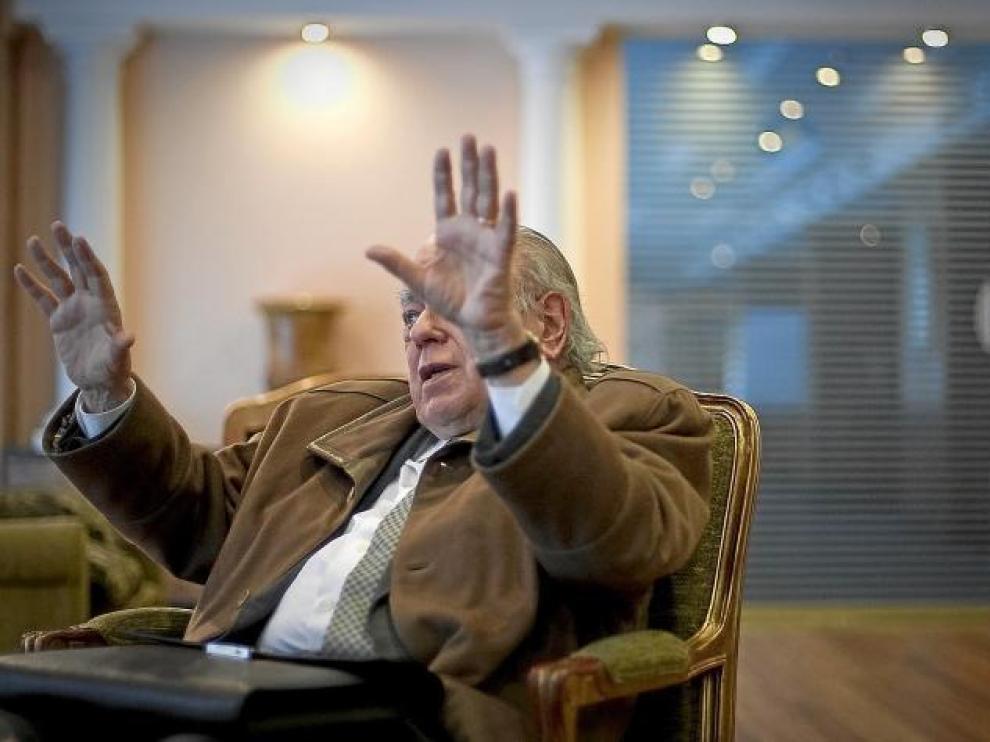 Jordi Pujol, el pasado martes, 22 de febrero, en un salón del hotel Meliá de Zaragoza, ciudad donde ofreció una conferencia.