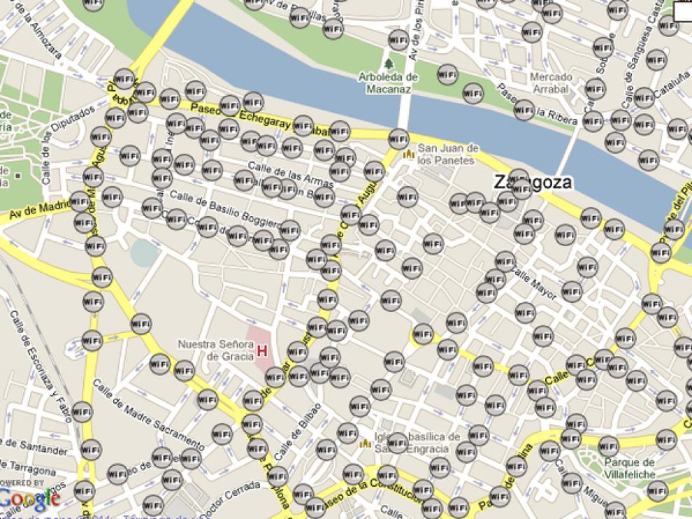 Imagen de los puntos de acceso en el casco histórico y sus alrededores