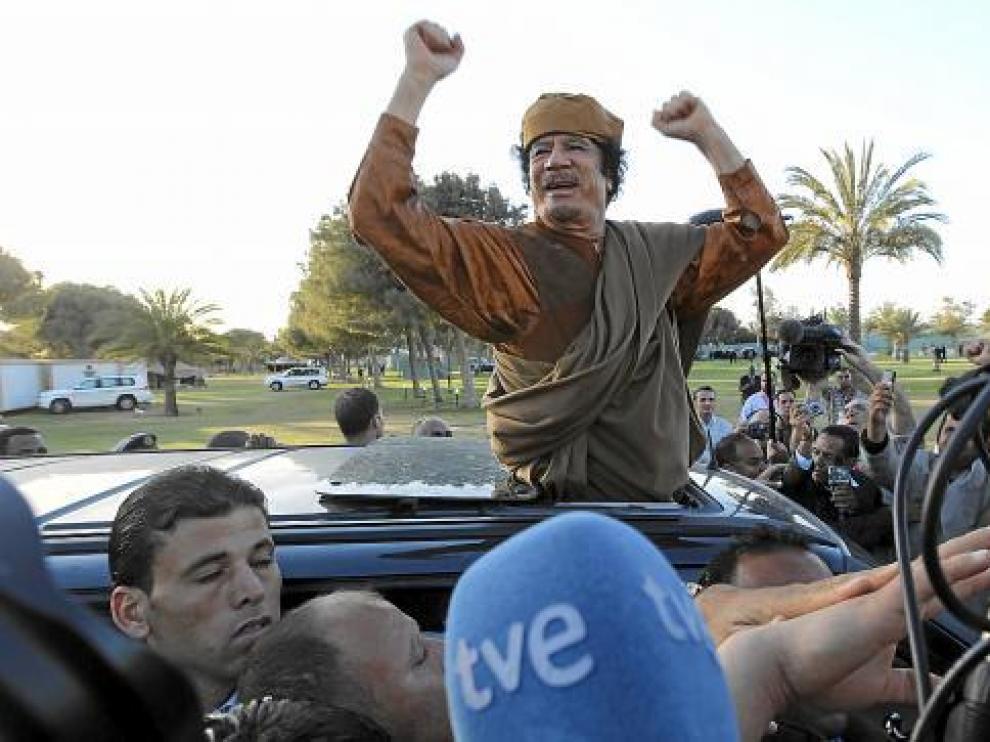 Gadafi en los inicios del conflicto.