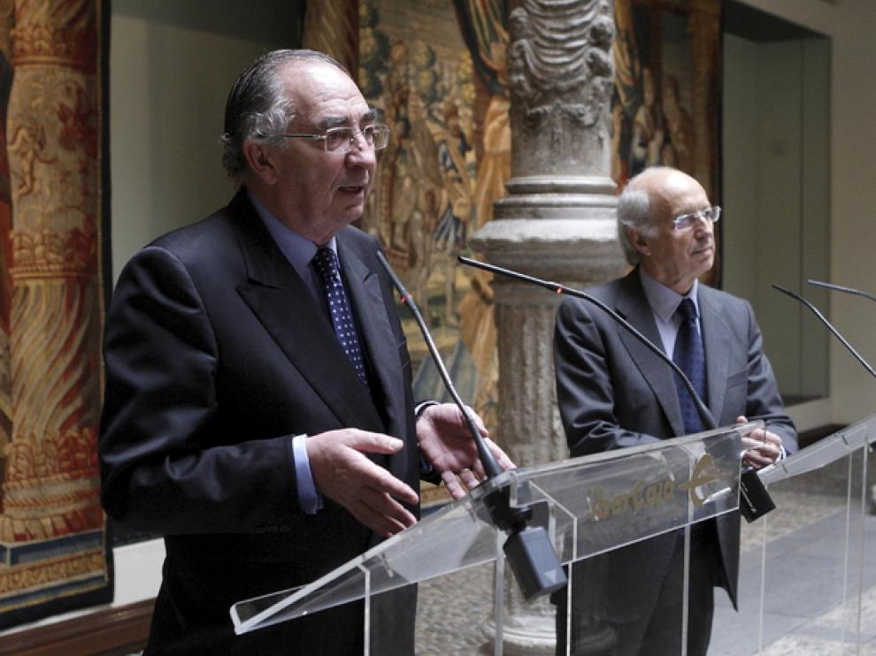 El presidente de Ibercaja, Amado Franco, y el director general de Ibercaja, José Luis Aguirre