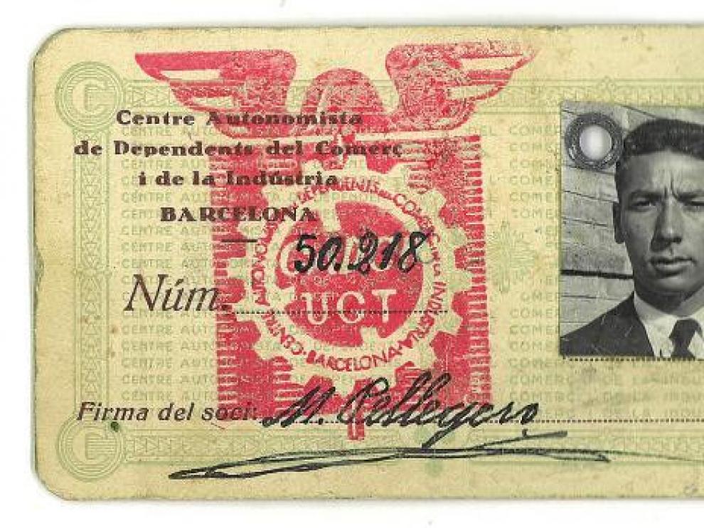 El carné de sindicalista de UGT de Mariano Pellegero que se sacó el mismo día de la salvación del Barça.