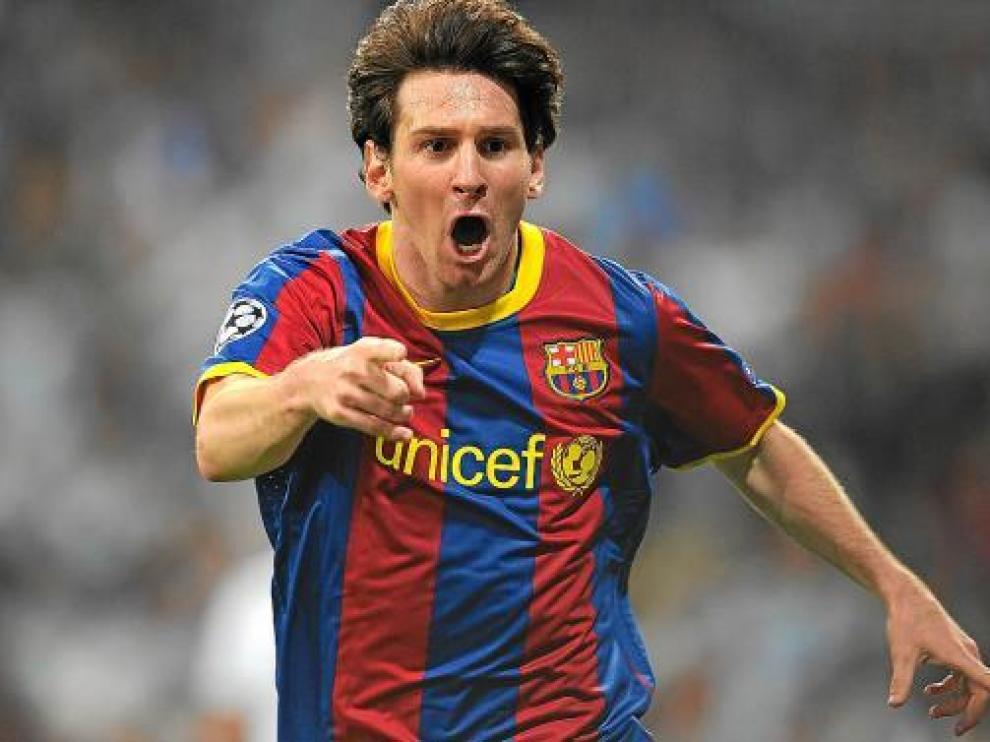 Messi celebra uno de los goles con el Barcelona esta temporada.
