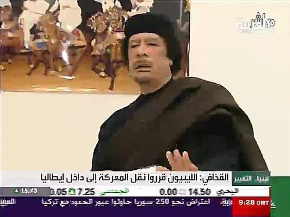 Gadafi, durante un discurso en televisión.