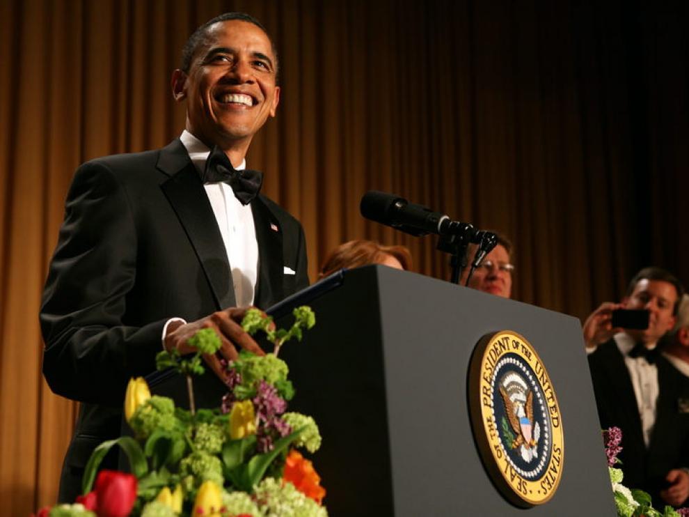 Obama, sonriente, durante su discurso