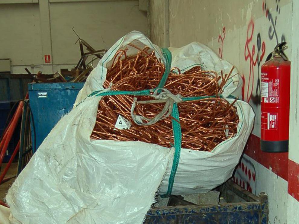 Material incautado en una operación contra el robo de cobre.