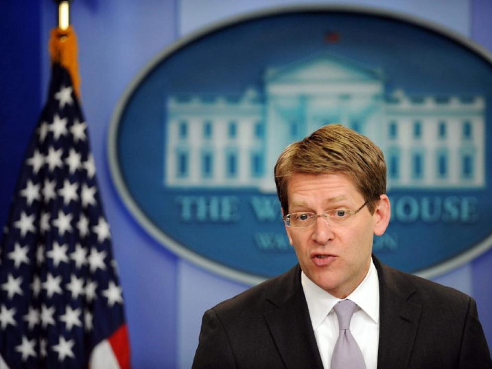 El Secretario de Prensa de la Casa Blanca Jay Carney en rueda de prensa.