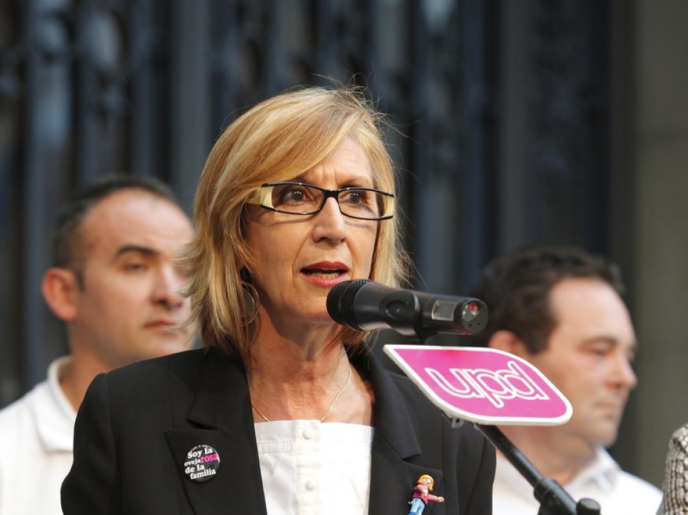Rosa Díez durante un acto en Zaragoza