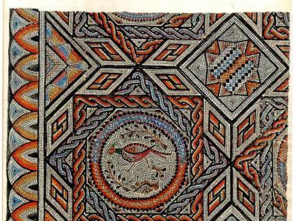 Detalle del mosaico de Artieda, según dibujo de Enrique Osset.