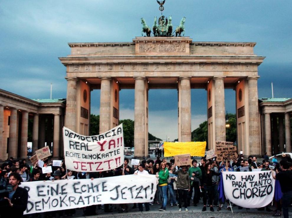 Imagen de la conentración del 15M en Berlín, este jueves