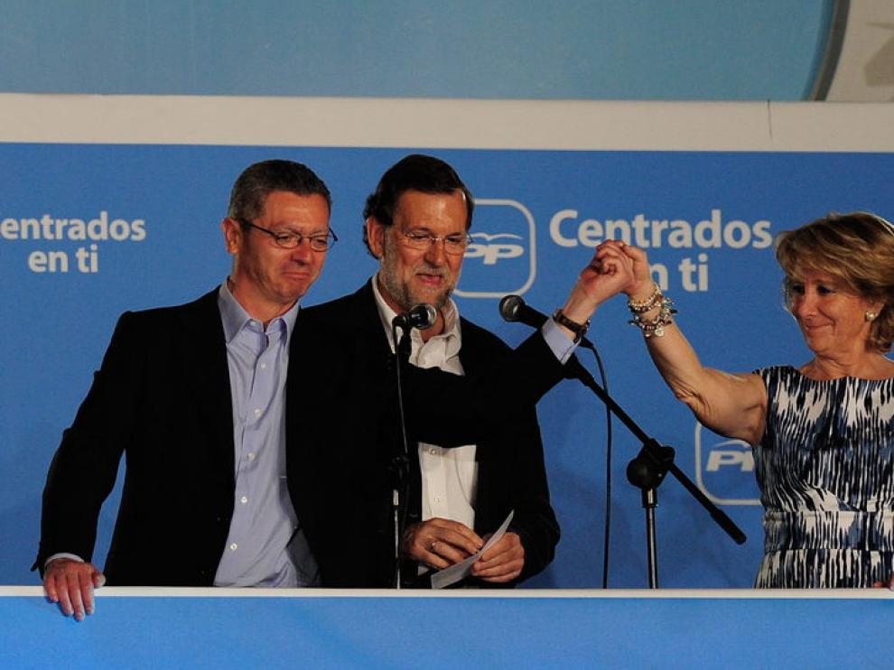 Gallarón, Rajoy y Aguirre en una imagen de archivo.
