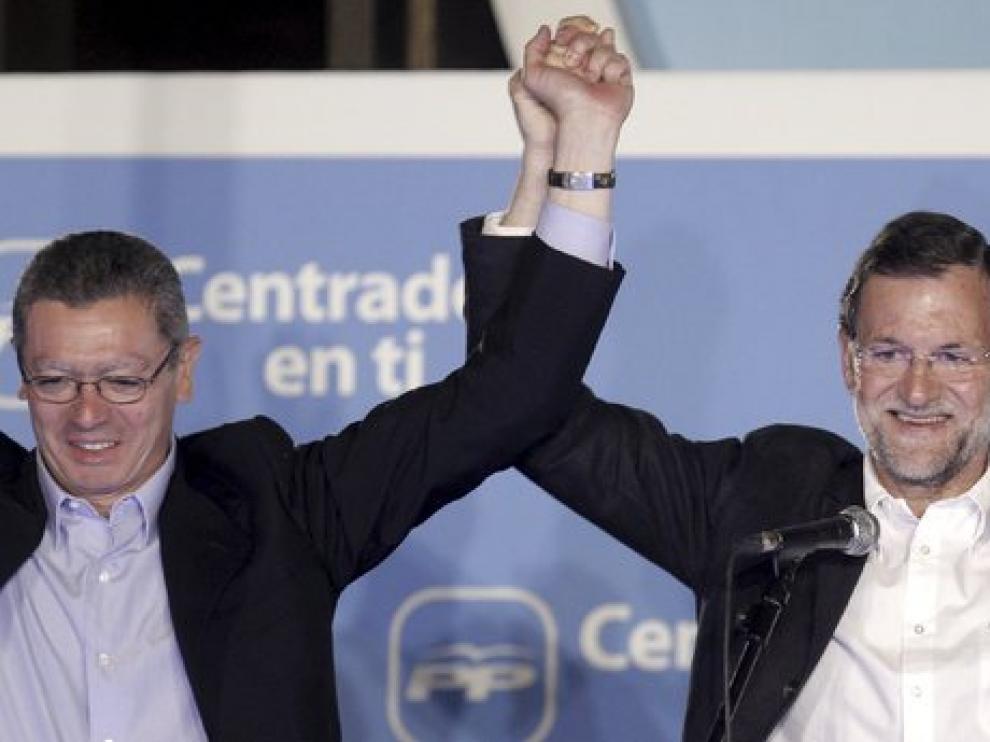 Alberto Ruiz Gallardón, Esperanza Aguirre y Mariano Rajoy, en una imagen de archivo