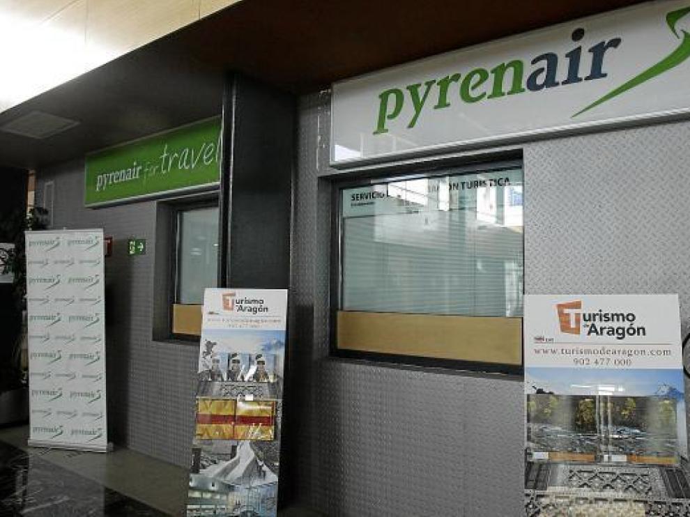 Las taquillas de Pyrenair en el aeropuerto de Huesca cerraron ya a mediados de febrero.