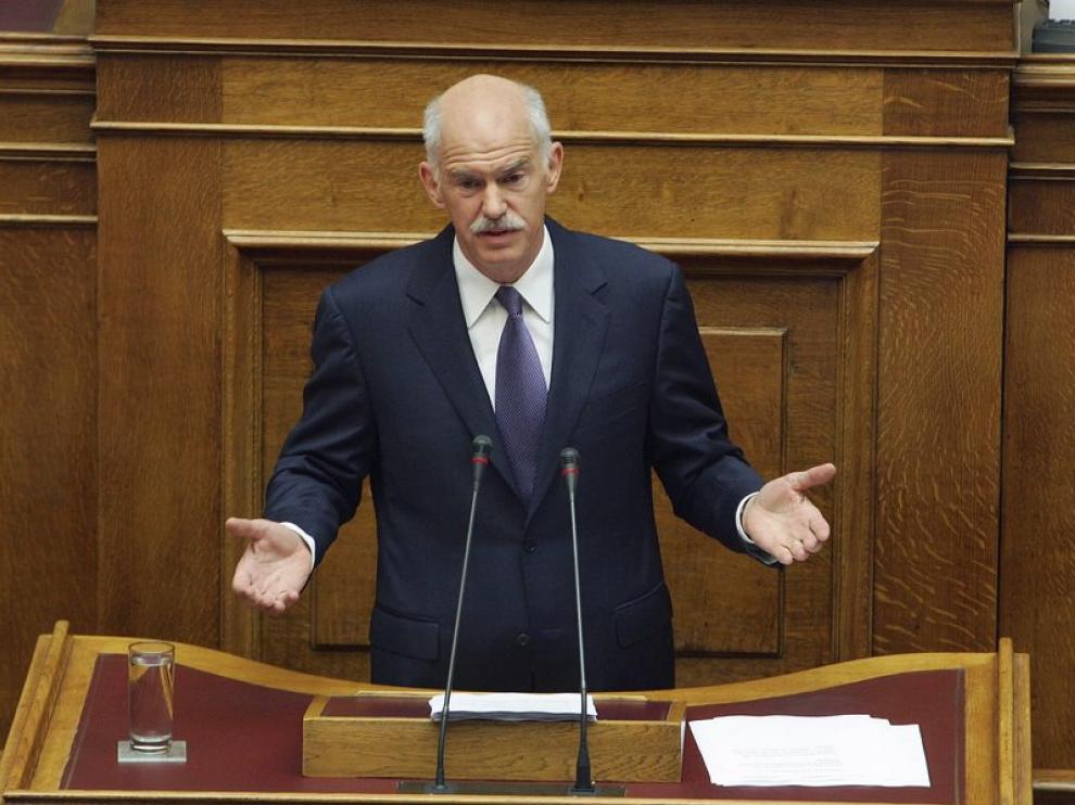 Papandreu, en una sesión del Parlamento.