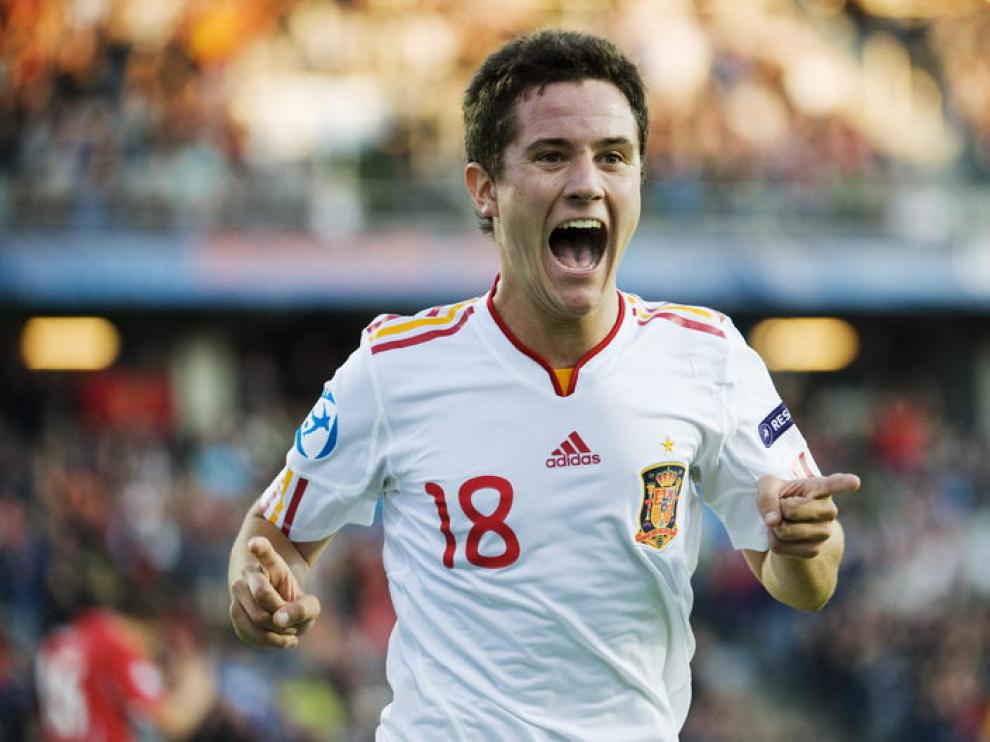 Ander Herrera celebra un gol con la sub 21