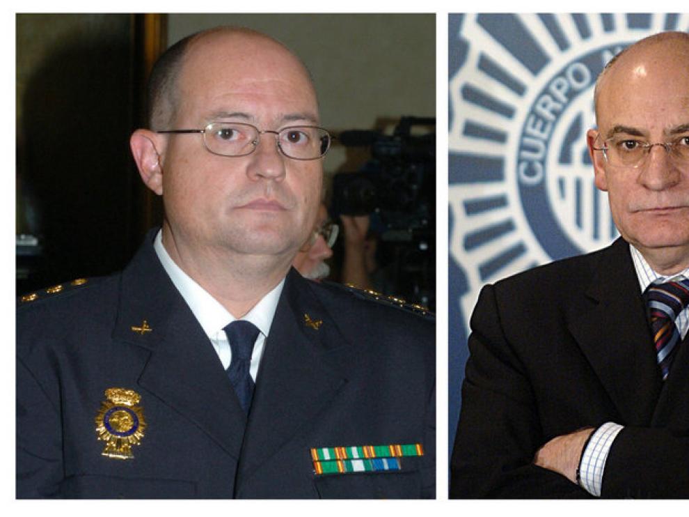 Fotografías de archivo del jefe superior de Policía del País Vasco, Enrique Pamiés (i) y el exdirector general de la Policía, Víctor García Hidalgo (d)