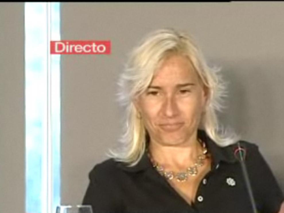 Imagen de Marta Domínguez durante su rueda de prensa de este viernes
