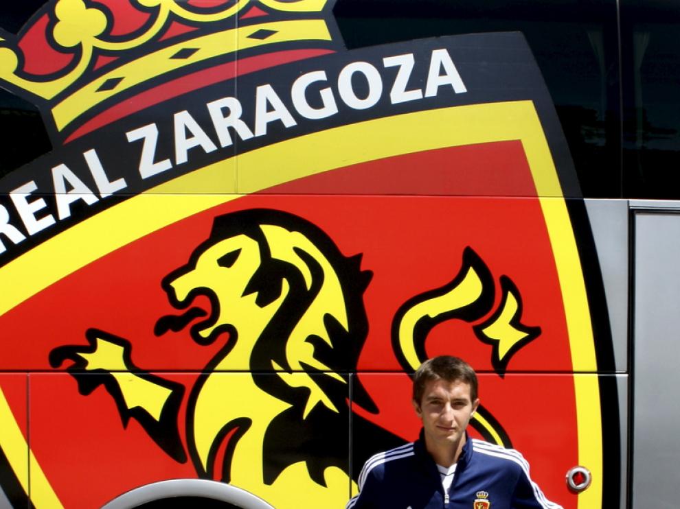 Kevin Lacruz, en Navaleno durante la pretemporada del Zaragoza.