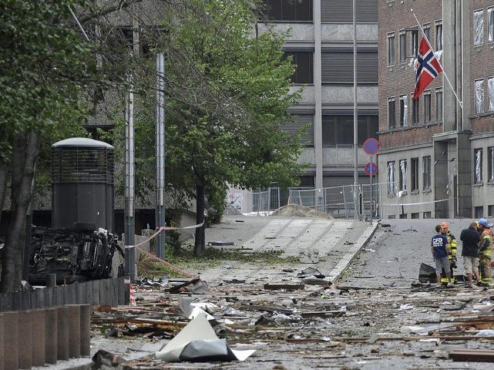 Numerosos desperfectos en el centro de Oslo por la bomba