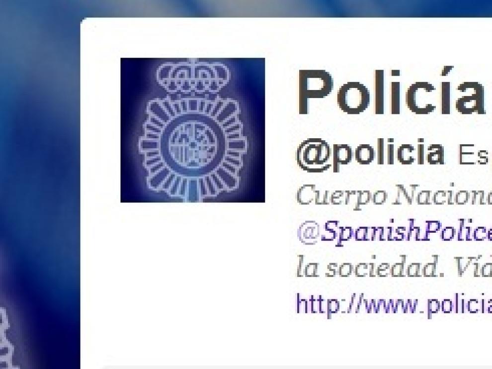 La cuenta en twitter de la Policía Nacional.