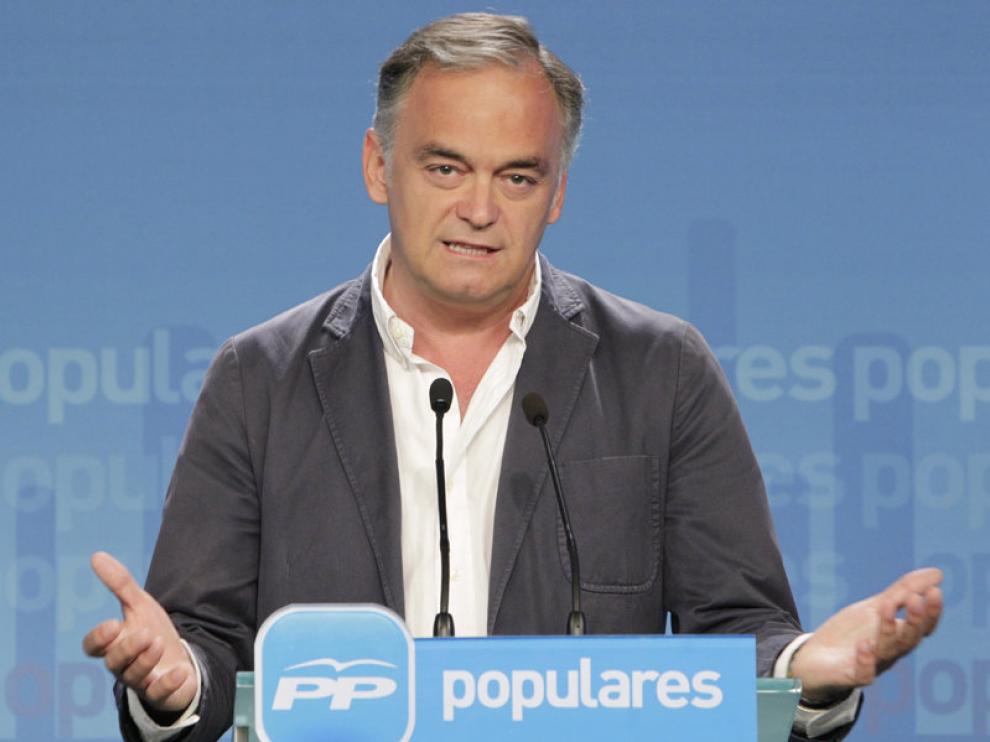 El vicesecretario de Comunicación del PP, Esteban González Pons, este lunes en rueda de prensa