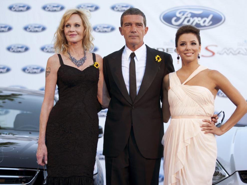 Antonio Banderas, junto a Melanie Griffith y Eva Longoria, en una imagen de archivo