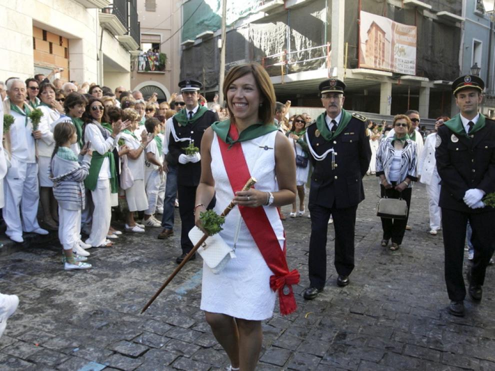 Ana Alós durante la procesión de San Lorenzo