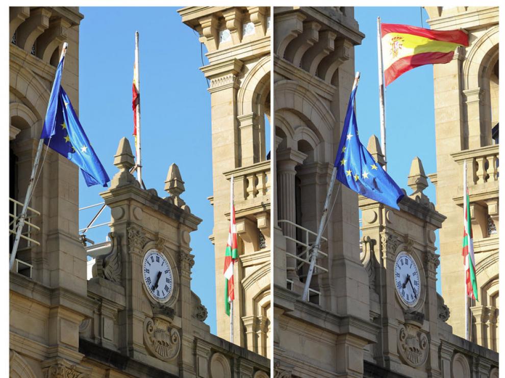 Banderas en el ayuntamiento de San Sebastián