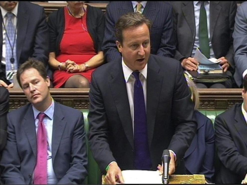 David Cameron durante su comparecencia en el Parlamento