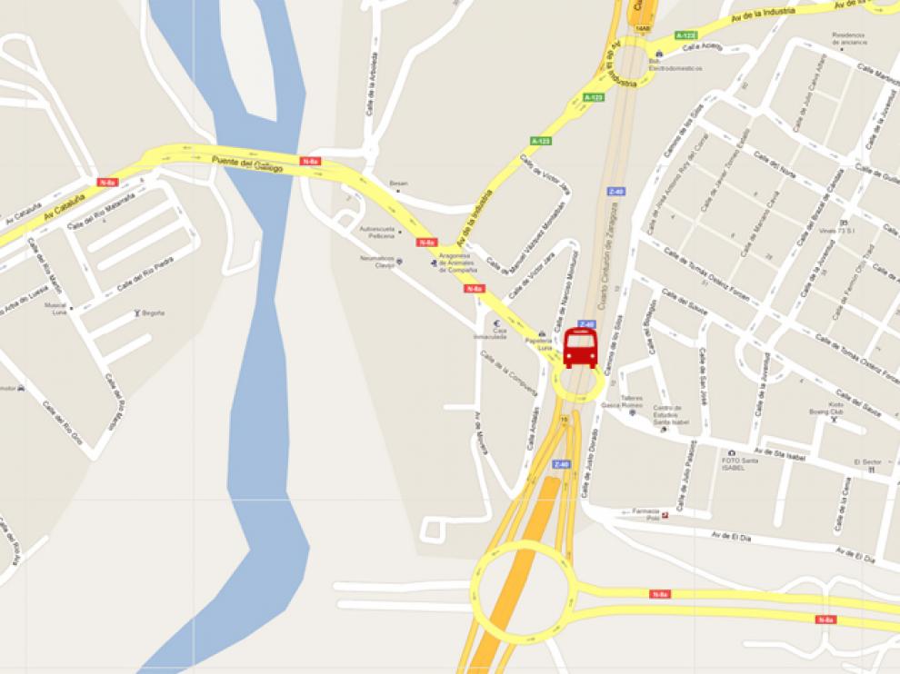 Lugar aproximado del accidente