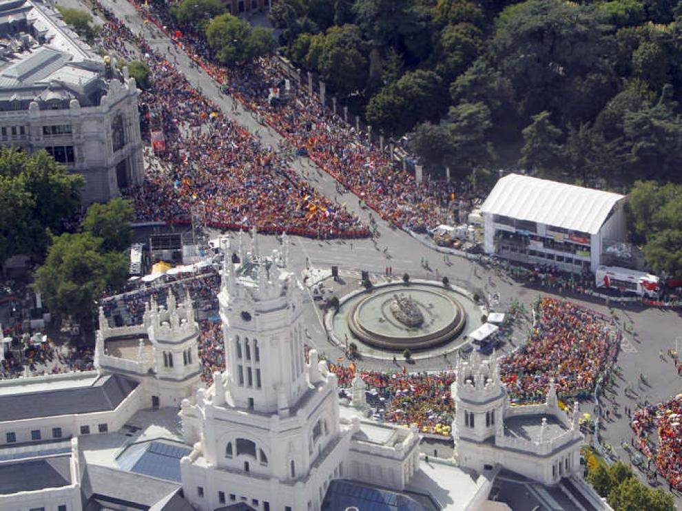 Imagen del Vía Crucis que ha presidido el Papa en la plaza de Cibeles