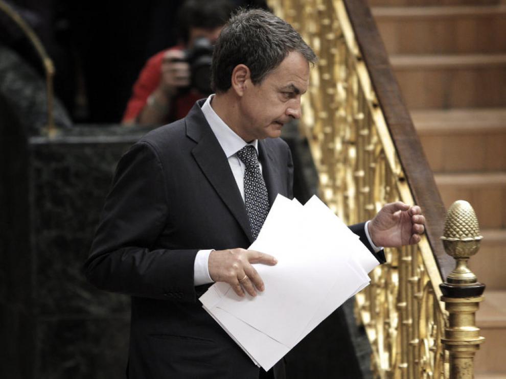 José Luis Rodríguez Zapatero, durante su intervención en el pleno extraordinario del Congreso.