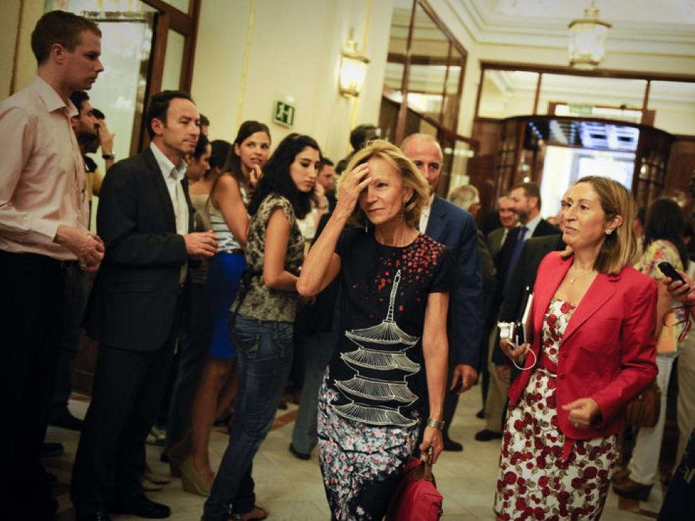La ministra de economía, Elena Salgado, a su llegada al Parlamento