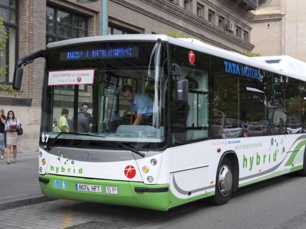 Autobús híbrido en Zaragoza.