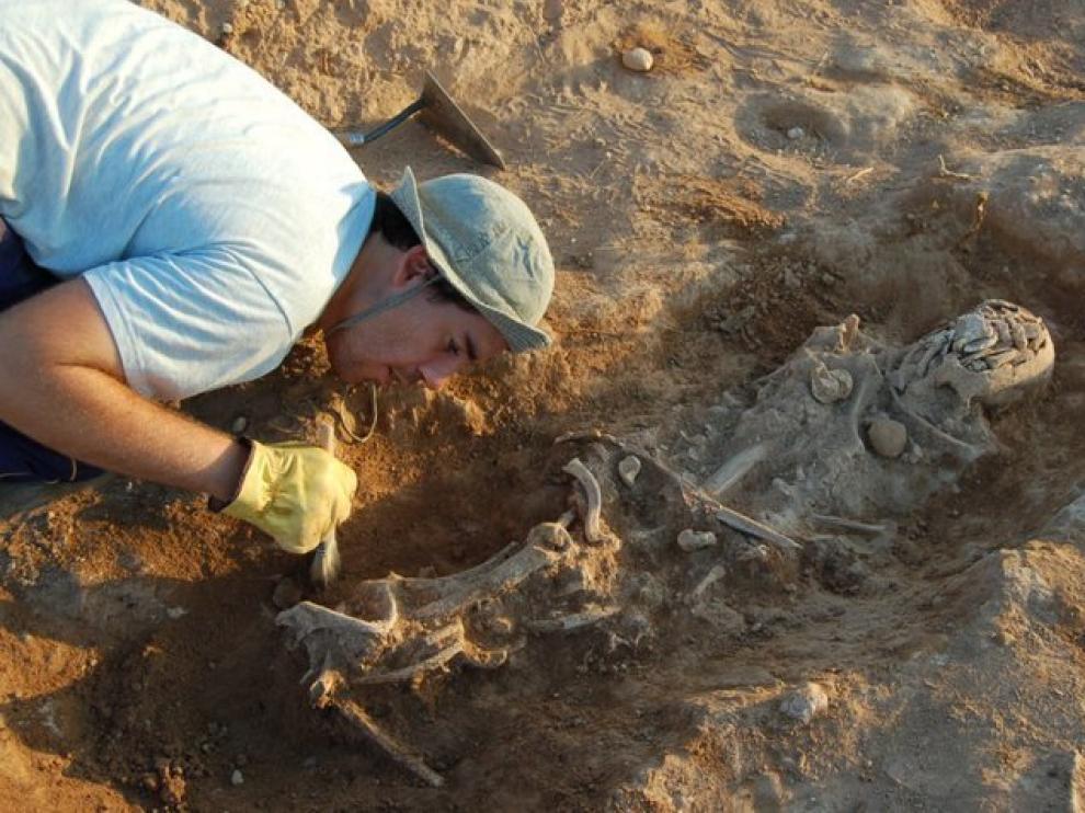 Trabajos en las excavaciones del yacimiento en Valdeherrera