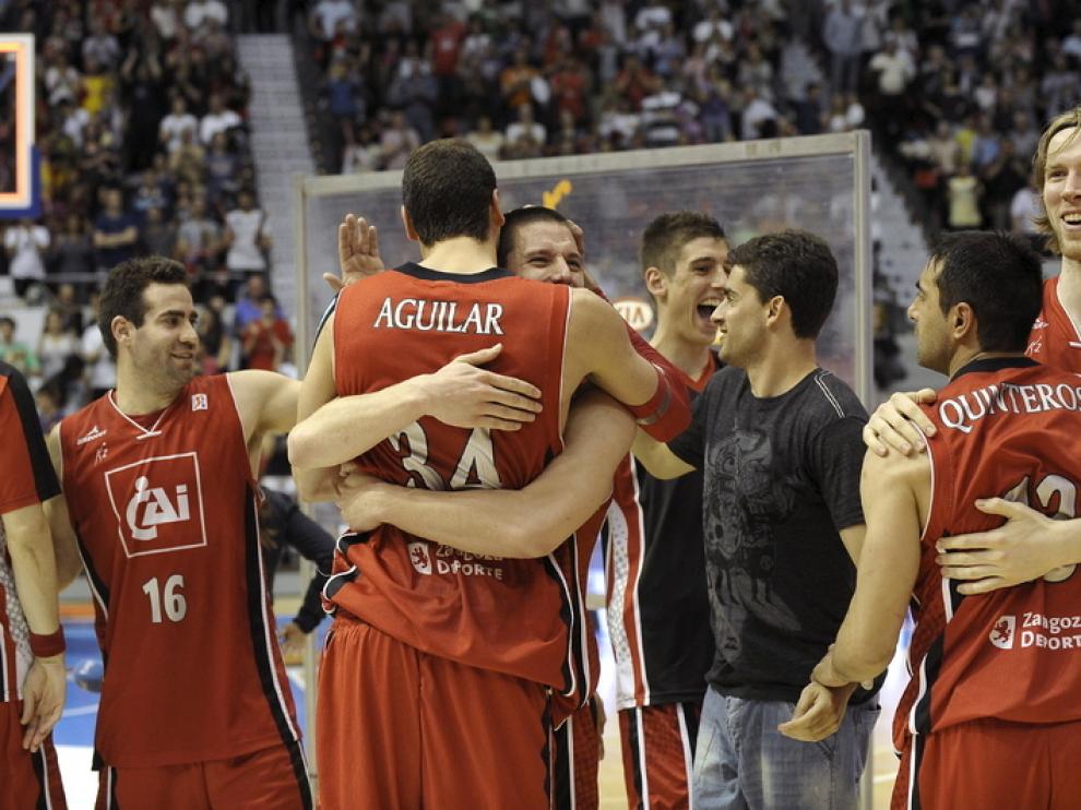 Varios jugadores del CAI Zaragoza en una imagen de la temporada pasada