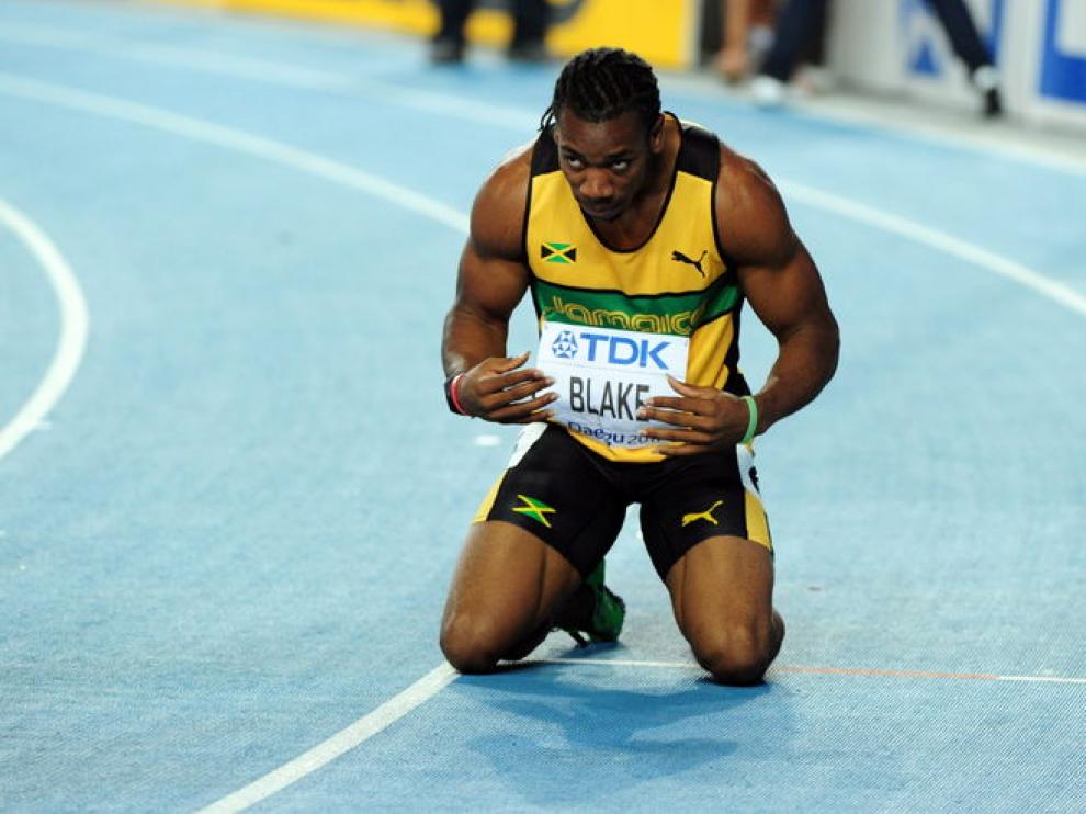 Yohan Blake, a su llegada a la meta