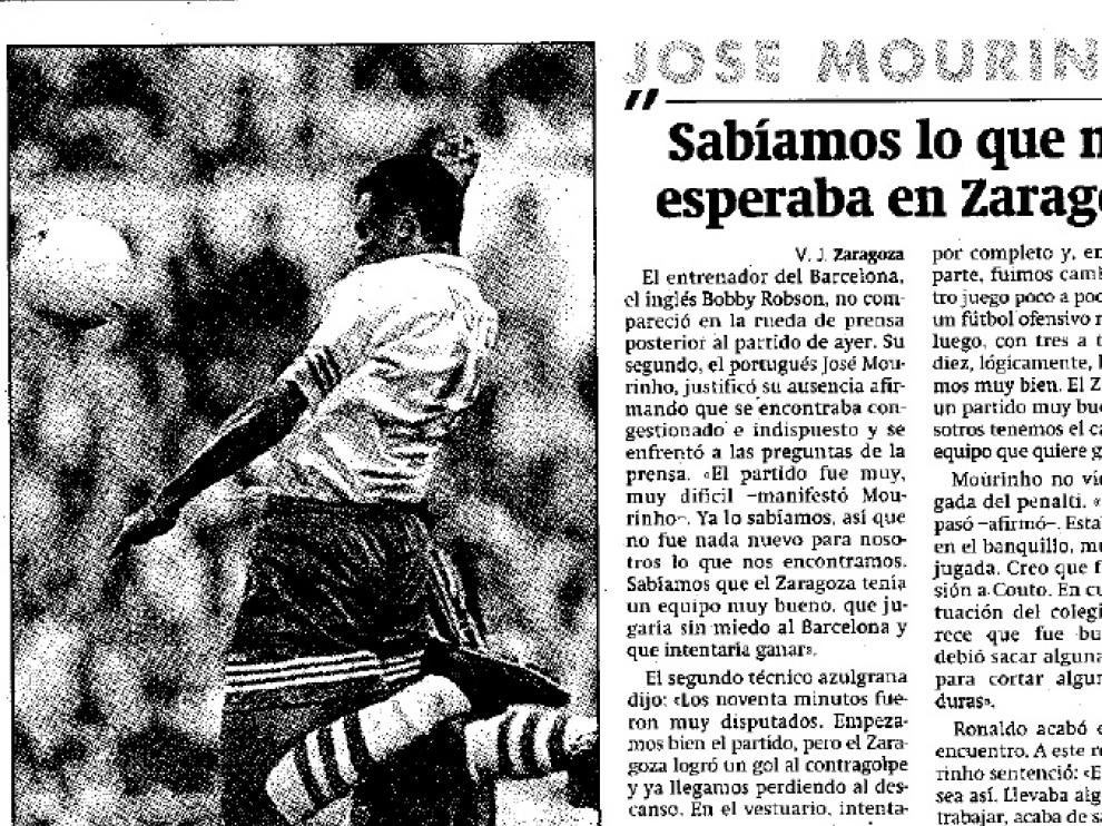 Heraldo de Aragón recogió las delcaraciones de Mou, en 1996.