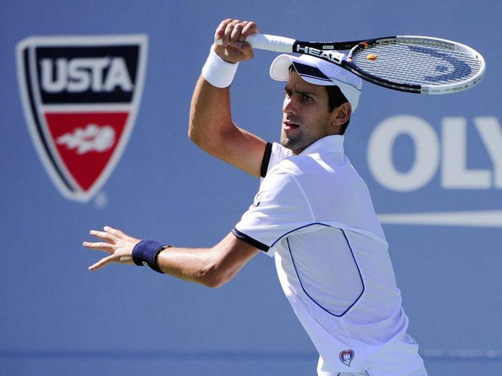Djokovic en pleno partido del Abierto de EE. UU.
