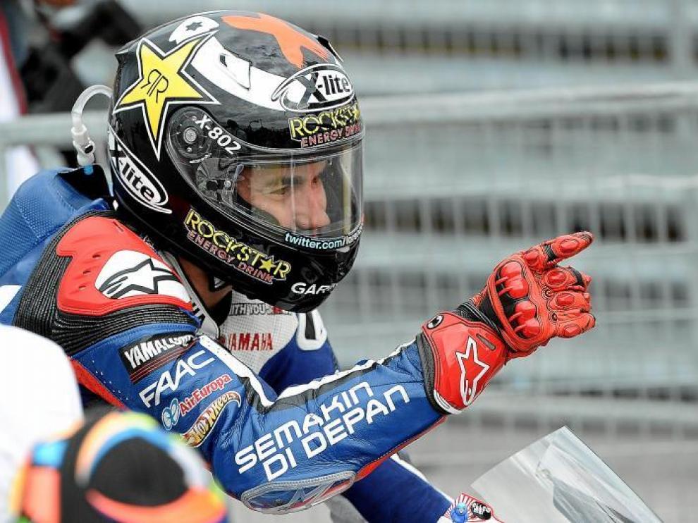 Jorge Lorenzo celebra su victoria en San Marino el domingo tras cruzar la meta escapado en solitario