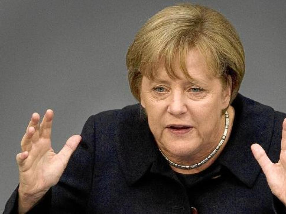 Angela Merkel, canciller alemana, durante su intervención ante el Bundestag.