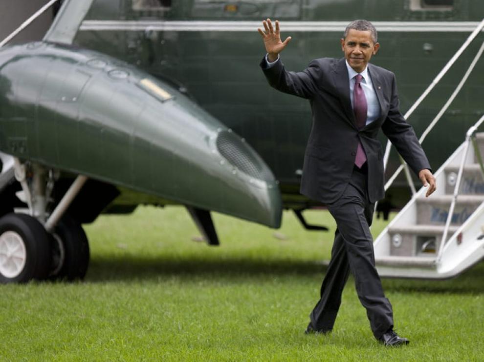 El presidente Barack Obama en su regreso a la Casa Blanca, en Washington