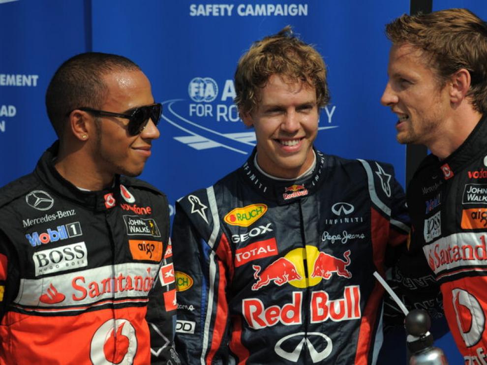 Hamilton, Vettel y Button, en Monza