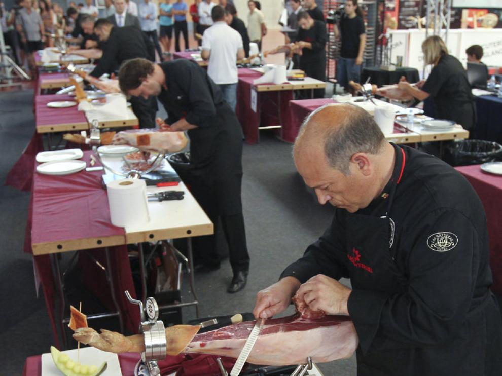Una imagen del concurso nacional de cortadores de jamón