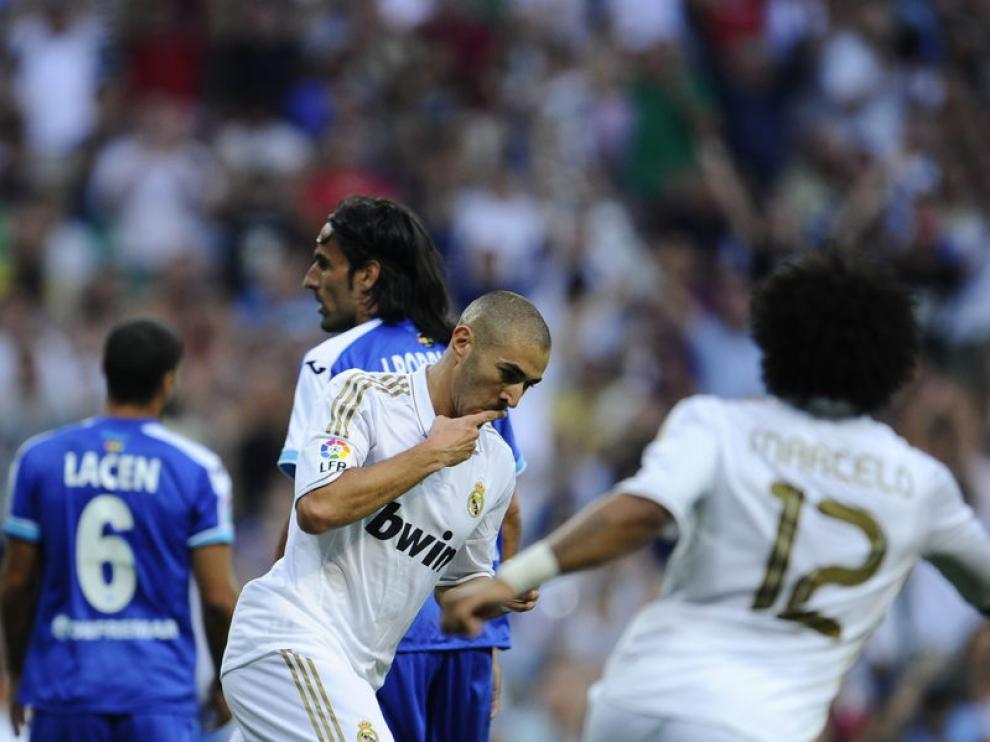 Benzema celebra un gol ante el Getafe
