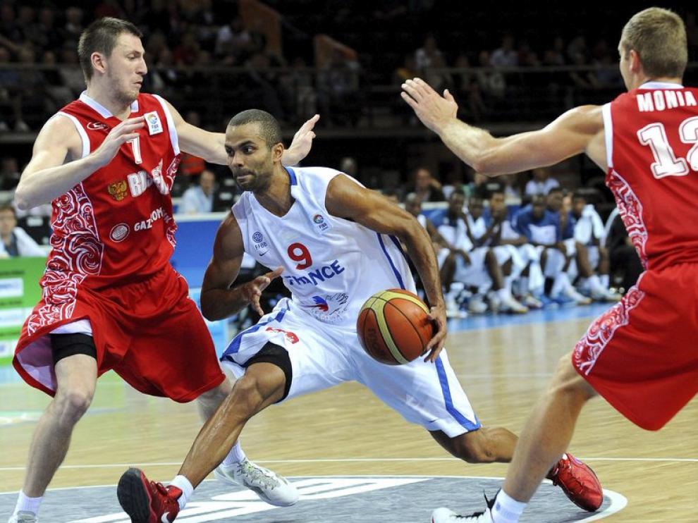 Tony Parker, durante el encuentro ante Rusia