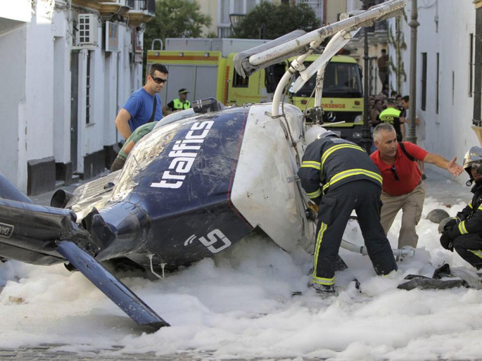 Estado en el que ha quedado el helicóptero