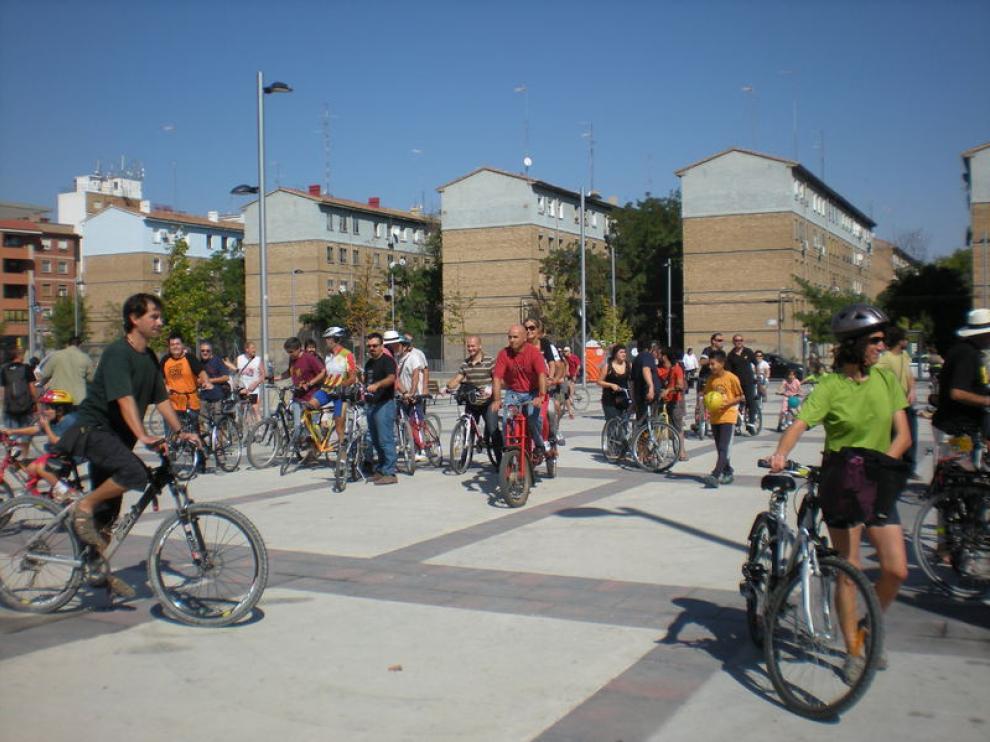 Marcha reivindicativa en bici por Torrero, el pasado domingo