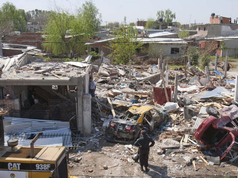 Imágenes de la zona destrozada por la supuesta "bola de fuego"